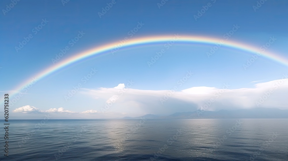 Sunny Sky with Rainbow and Ocean