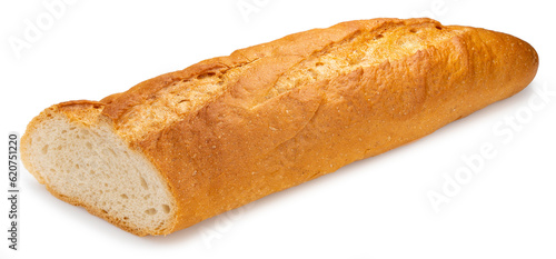 Baked delicious baguette bread isolated on white background, Baguette bread on white With work path.