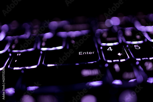 Laptop keyboard detail Enter key in the center