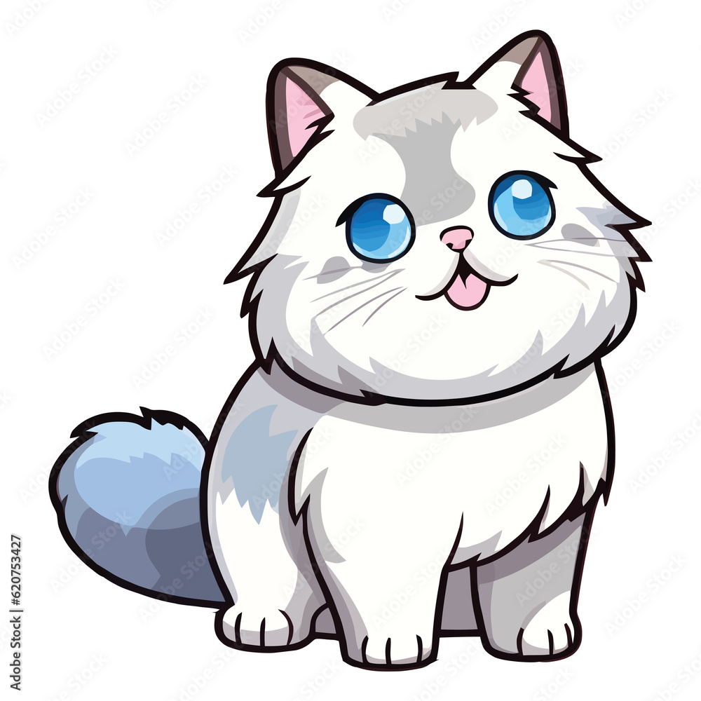 Whimsical Ragdoll Cat 2D Illustration: Adorable Feline with a Playful Spirit and Fluffy Elegance Whimsical Ragdoll Cat 2D Illustration: Adorable Feline with a Playful Spirit and Fluffy Elegance