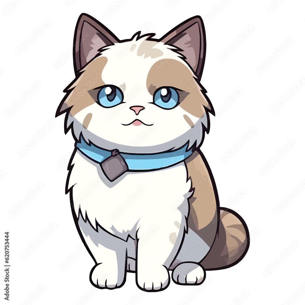 Whimsical Ragdoll Cat 2D Illustration: Adorable Feline with a Playful Spirit and Fluffy Elegance Whimsical Ragdoll Cat 2D Illustration: Adorable Feline with a Playful Spirit and Fluffy Elegance