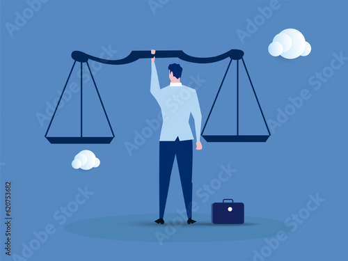 Principles and business ethic to do right things, social responsibility or integrity to earn trust, balance and justice for leadership concept. Vector illustration.