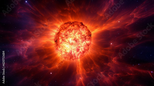 Stellar Inferno: The Explosive Demise of a Giant Star. Generative AI photo
