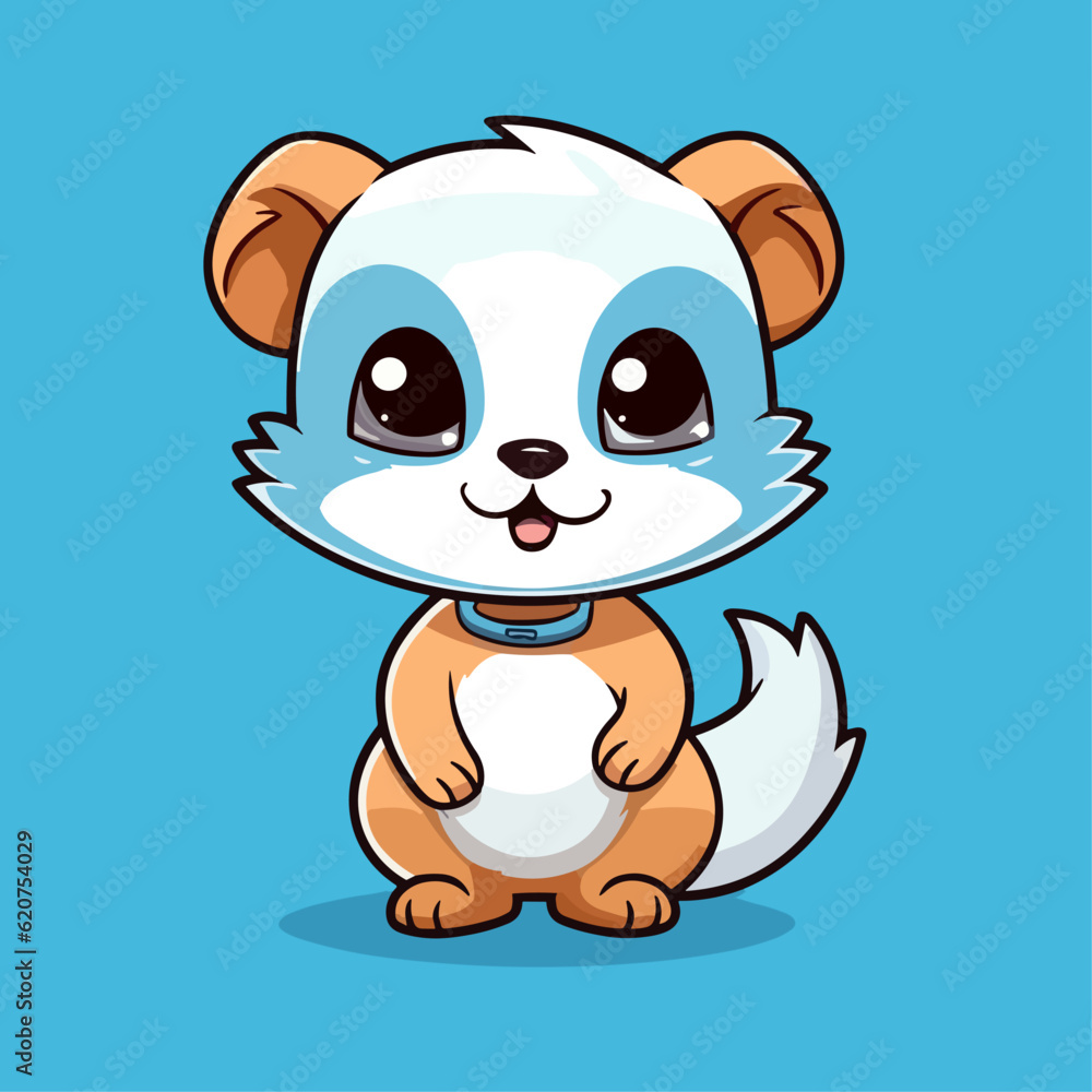 Obraz premium Cute Ferret Cartoon Character: Perfect for Children's Products and Wildlife-themed Designs!