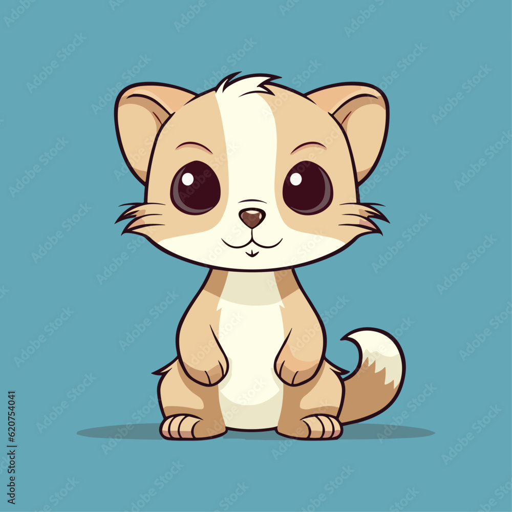 Cute Ferret Cartoon Character: Perfect for Children's Products and Wildlife-themed Designs! Cute Ferret Cartoon Character: Perfect for Children's Products and Wildlife-themed Designs!