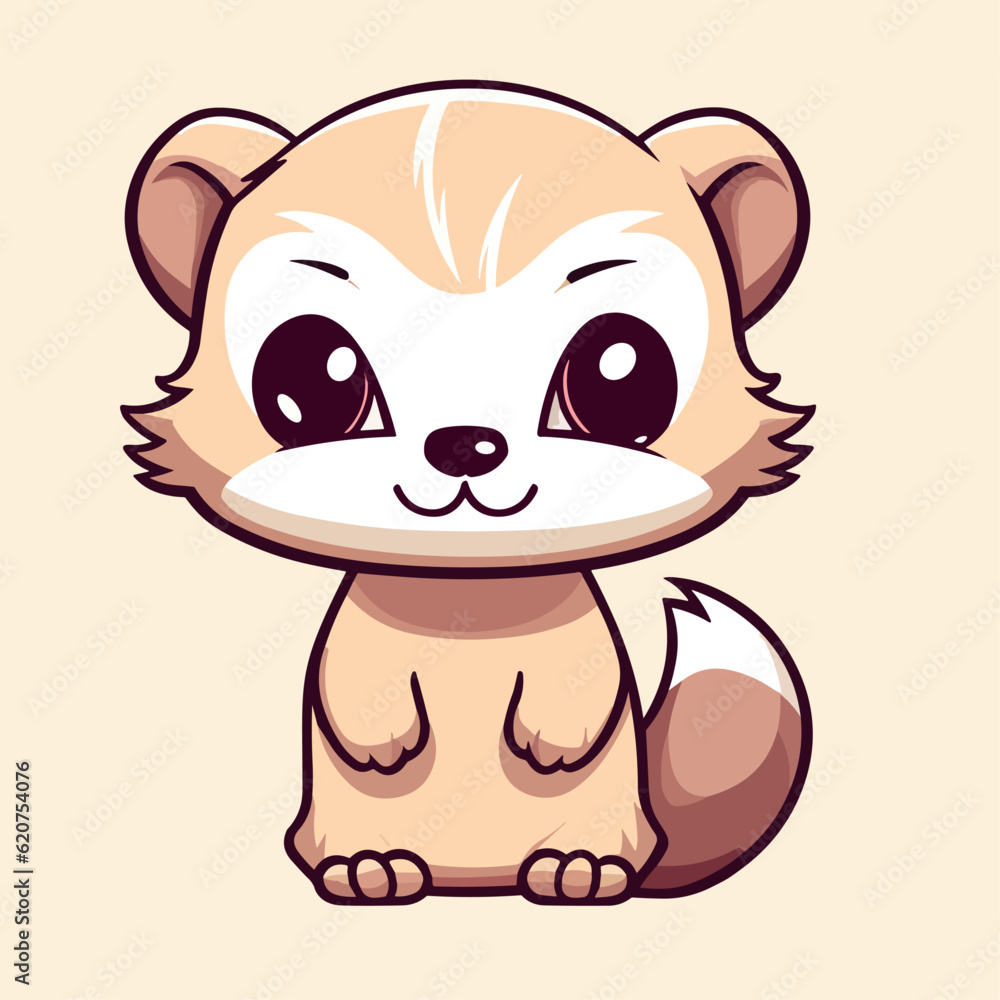 Obraz premium Cute Ferret Cartoon Character: Perfect for Children's Products and Wildlife-themed Designs!