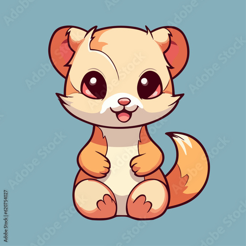 Cute Ferret Cartoon Character: Perfect for Children's Products and Wildlife-themed Designs!