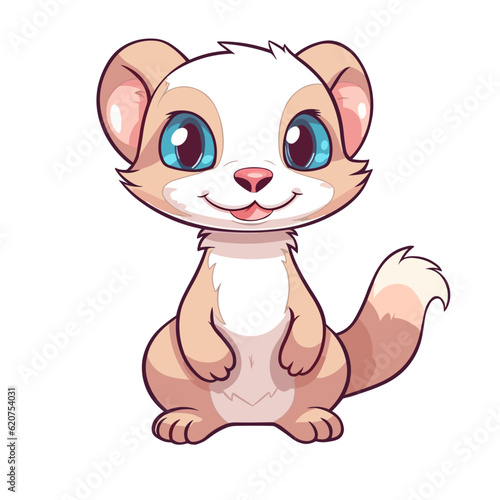 Cute Ferret Cartoon Character: Perfect for Children's Products and Wildlife-themed Designs!