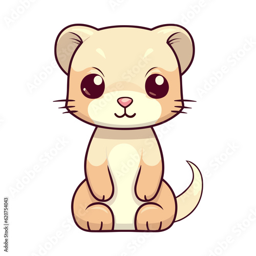Cute Ferret Cartoon Character: Perfect for Children's Products and Wildlife-themed Designs!