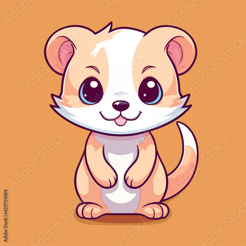 Cute Ferret Cartoon Character  Perfect for Children s Products and Wildlife-themed Designs 