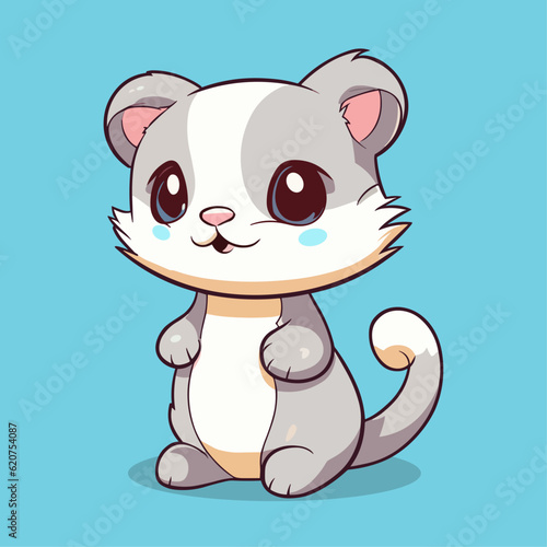 Cute Ferret Cartoon Character: Perfect for Children's Products and Wildlife-themed Designs!