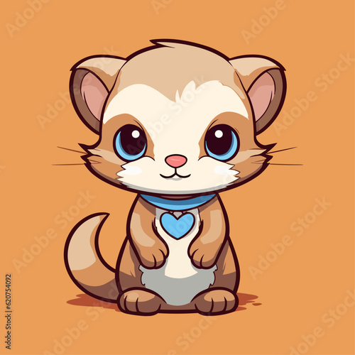 Cute Ferret Cartoon Character: Perfect for Children's Products and Wildlife-themed Designs!