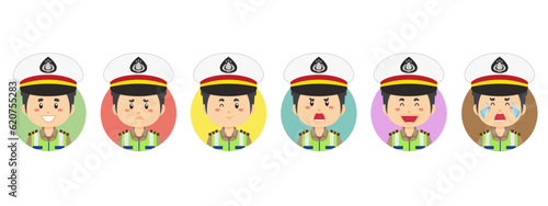 Indonesian Traffic Police Avatar with Various Expression
