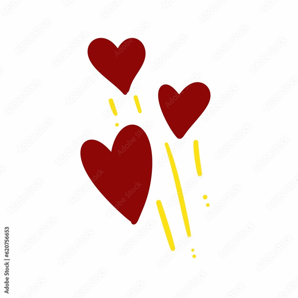 flat retro style cartoon heart icon