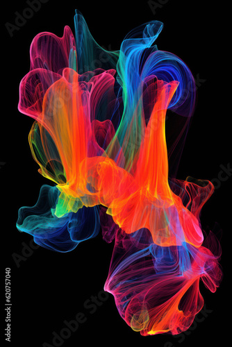 Multicolored ink on black background 