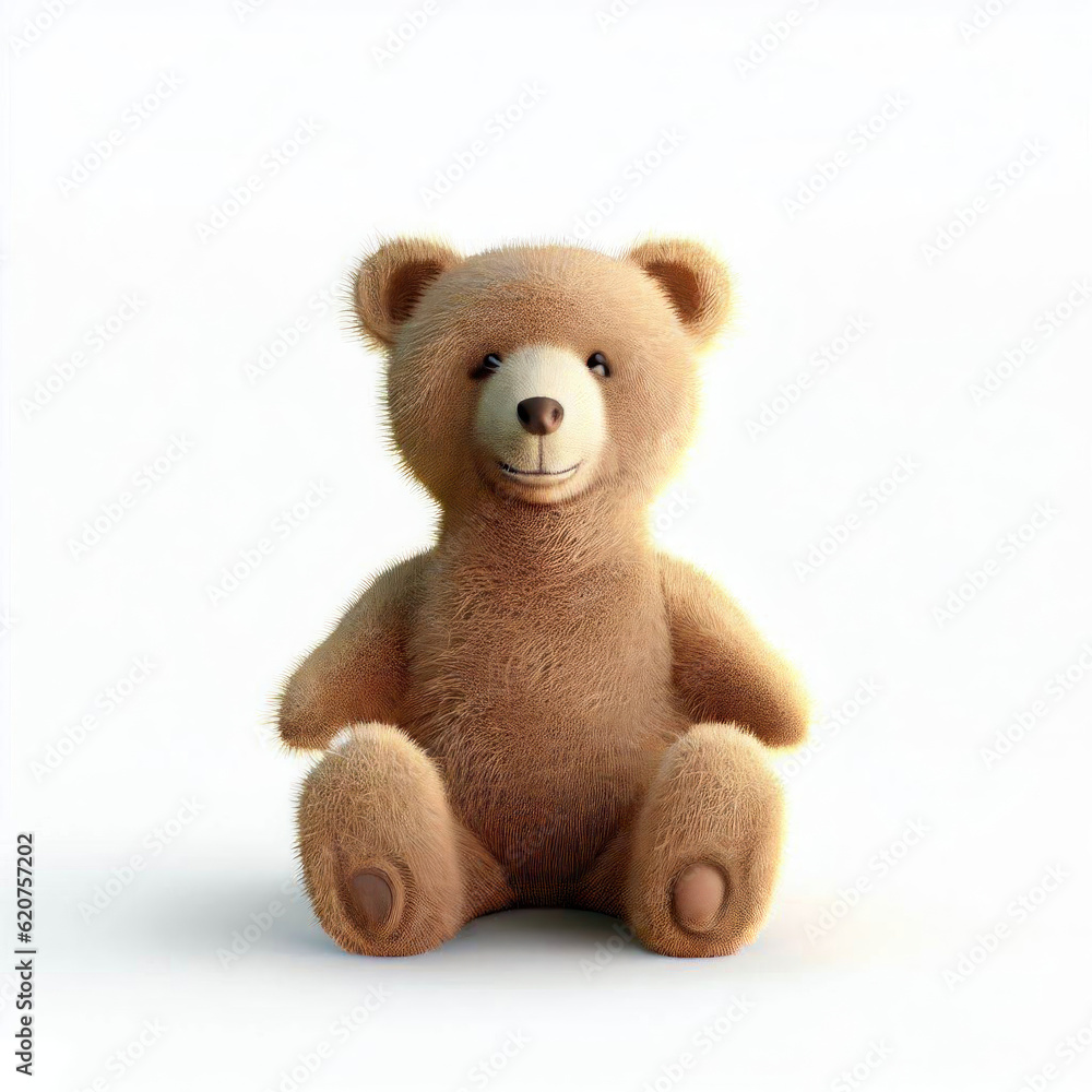 Fototapeta premium Fluffy Wonder: The AI-Rendered Bear, Generative AI