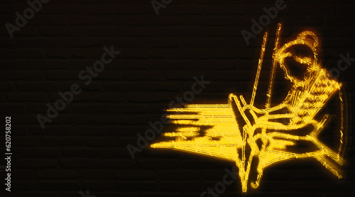 Fotografi 3D digital national handloom day icon electronic sign