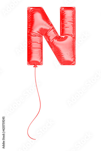 Letter N Red Balloons 3D
