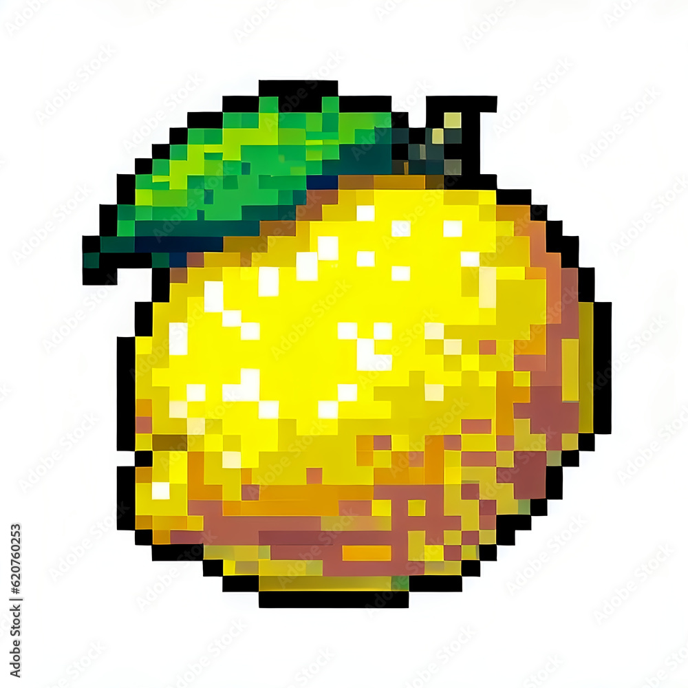 Sicilian lemon pixel fruit - Generative AI