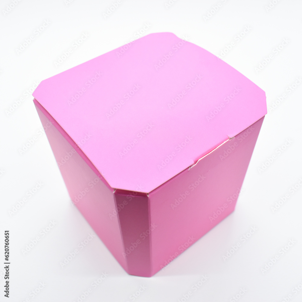 pink paper box on white background, package for design pink paper box on white background, package for design