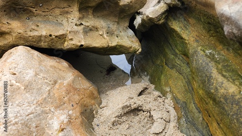 rocks beaten by water