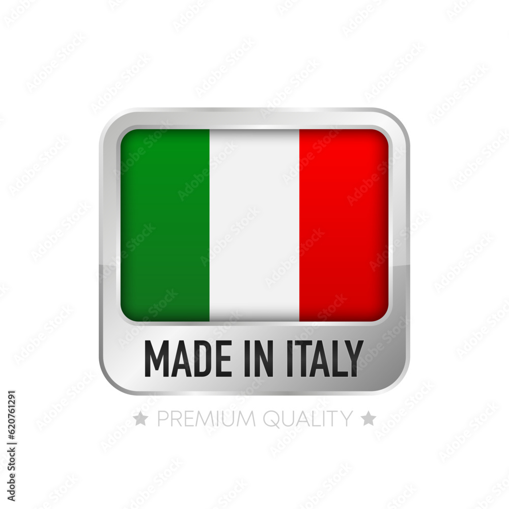 Made in Italy label. Flat isolated stamp made in Italy. 100 percent quality. Quality assurance concept. Vector illustration. Made in Italy label. Flat isolated stamp made in Italy. 100 percent quality. Quality assurance concept. Vector illustration.