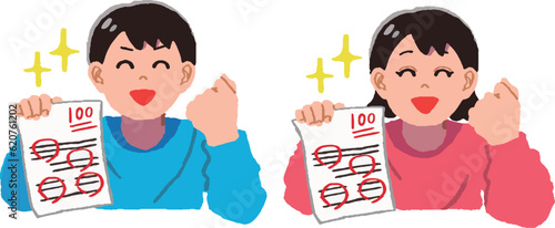 テストで百点満点を取る男女