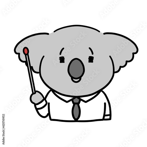 指し棒を持って説明する動物のキャラクター