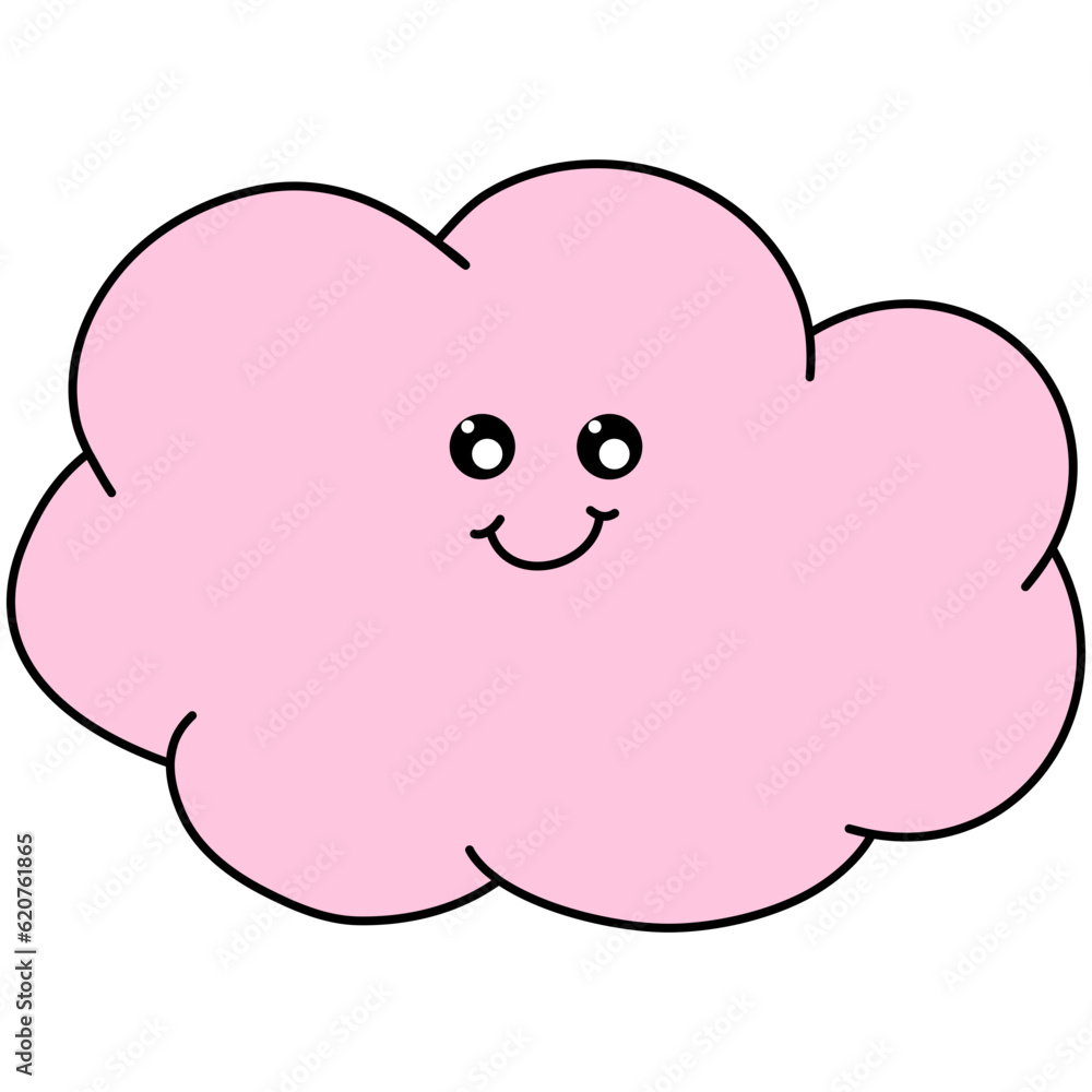 outline cloud with face illustration 