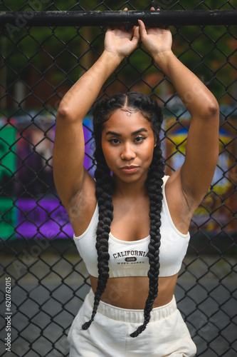 Sporty Woman In Athletic Gear Traveling Around The City