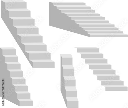  staircase in the house,3d interior staircases isolated on white background. the stair steps collection