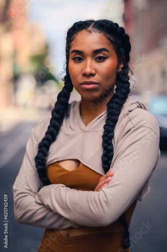 Sporty Woman In Athletic Gear Traveling Around The City