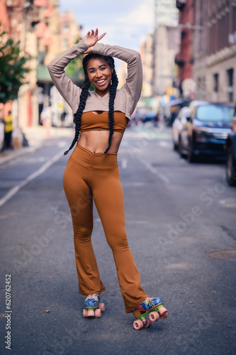 Sporty Woman In Athletic Gear Traveling Around The City