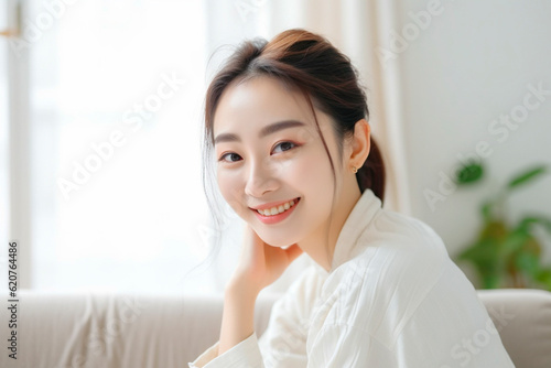 Free Download リビングでのアジア人の女性ポートレート　AI生成画像　Generative AI - GFXLoad