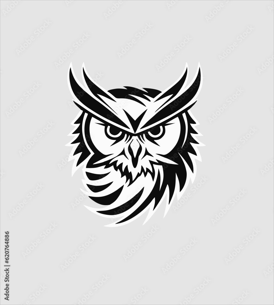 Obraz premium Owl head Logo design, vector illustration. Emblem design on white background