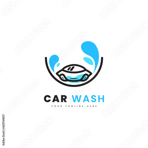 Car with water splashes, suitable for car wash logo purposes