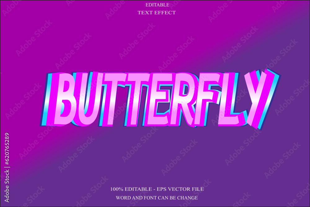 Butterfly editable text effect emboss