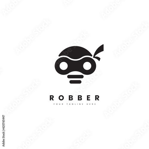 Robber vector logo. Robber mask with a gas mask, for the crime logo.