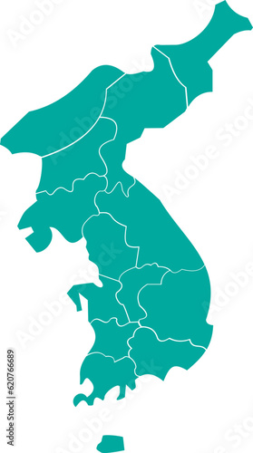 대한민국 한국의 지역별 나눔 벡터 지도