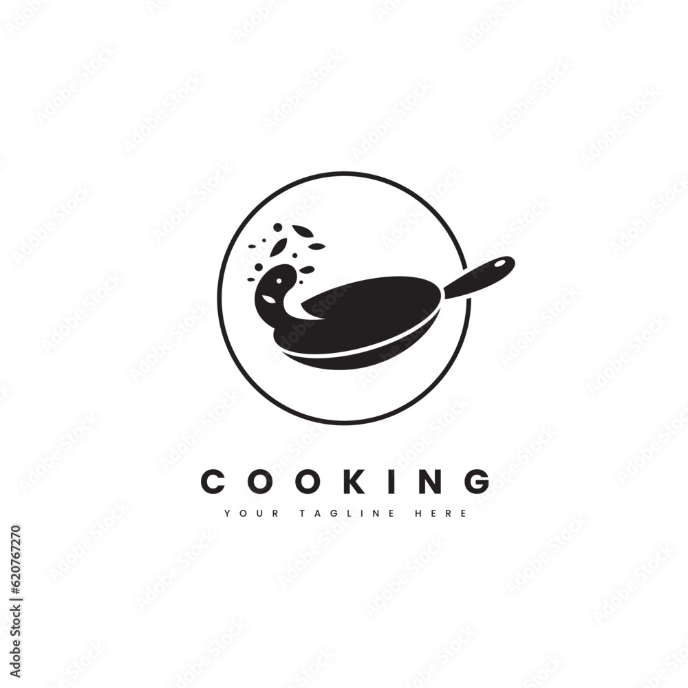 Cooking logo. Frying pan with food, for restaurant logos or food menu