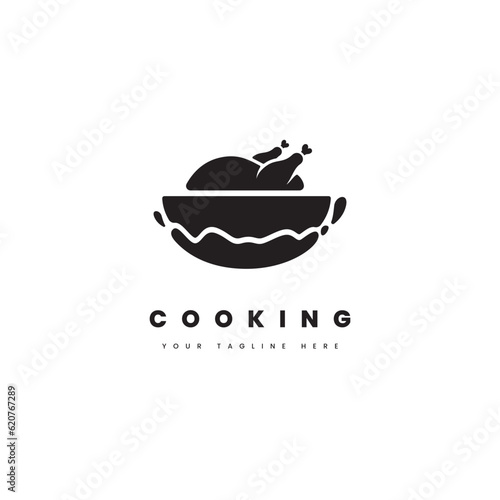Wallpaper Mural Cooking logo. Chicken roast silhouette with a grill pan, for chicken cuisine logo. Torontodigital.ca