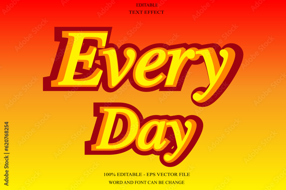 Every Day editable text effect emboss
