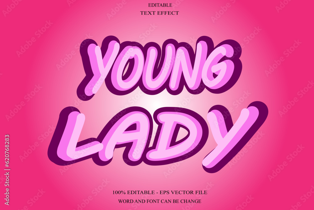 young Lady editable text effect emboss