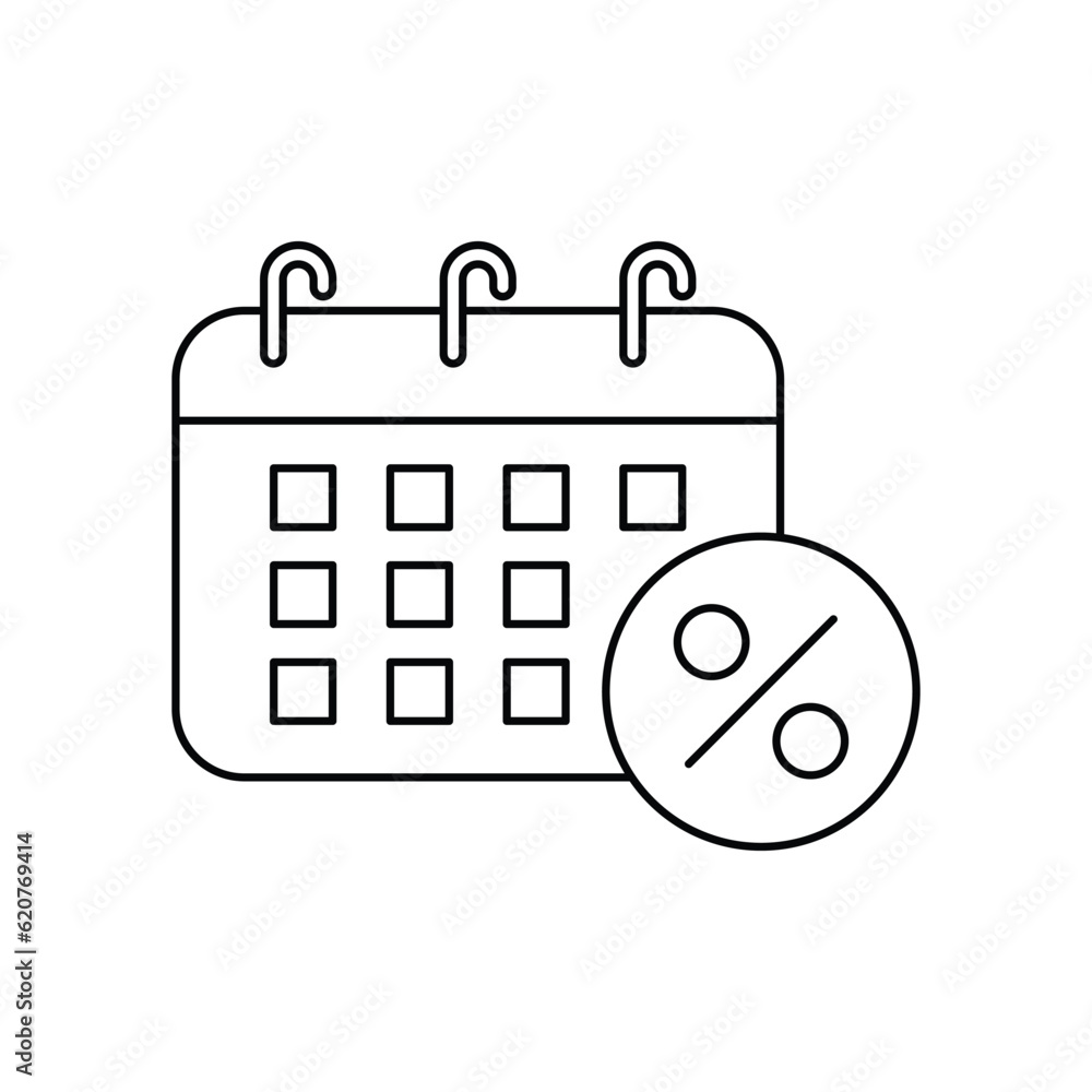 Sales calendar date icon design. Data discount vector illustration. isolated on white background. vector illustration