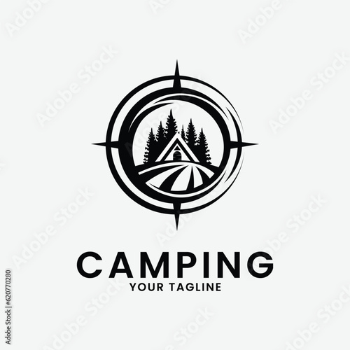camping logo line art design