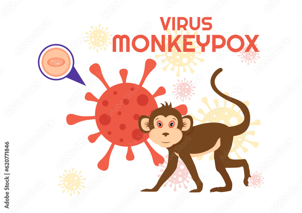 Monkey Pox Outbreak Vector Illustration of Virus Symptoms in Humans Monkeypox Microbiological in Flat Cartoon Hand Drawn Templates Monkey Pox Outbreak Vector Illustration of Virus Symptoms in Humans Monkeypox Microbiological in Flat Cartoon Hand Drawn Templates