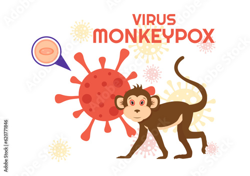 Monkey Pox Outbreak Vector Illustration of Virus Symptoms in Humans Monkeypox Microbiological in Flat Cartoon Hand Drawn Templates
