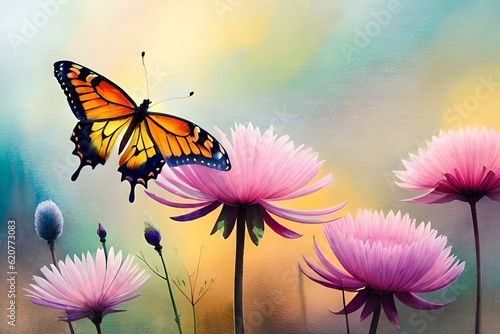 butterfly and flowers generated by AI technology