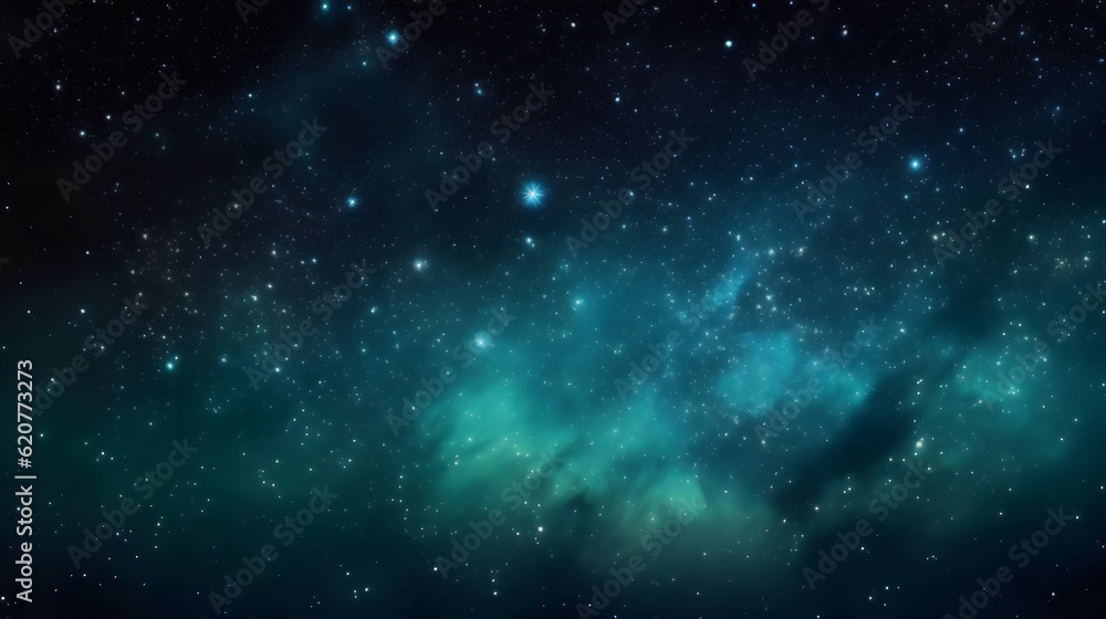 Vector Stars in Black, Deep Blue, Teal, and Sky Blue Gradually Overlapping on a Serene Night Sky, a Captivating and Imaginative Composition. Generative AI