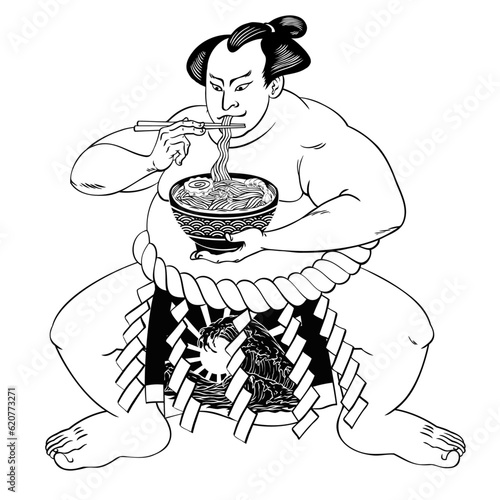 Hand Drawn of Samurai in Ancient Japanese Painting Style Illustration